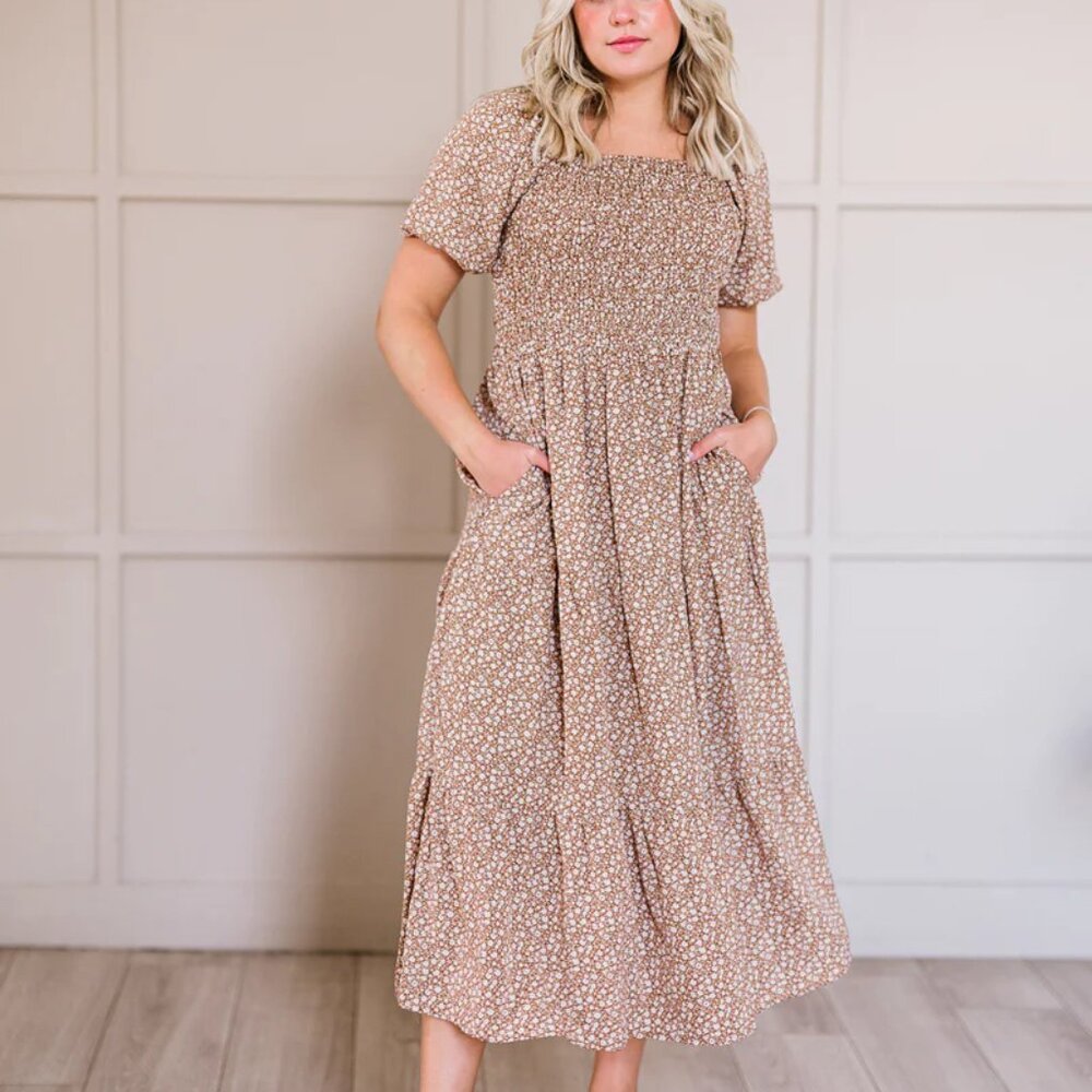 Polagram Brown Floral Dress